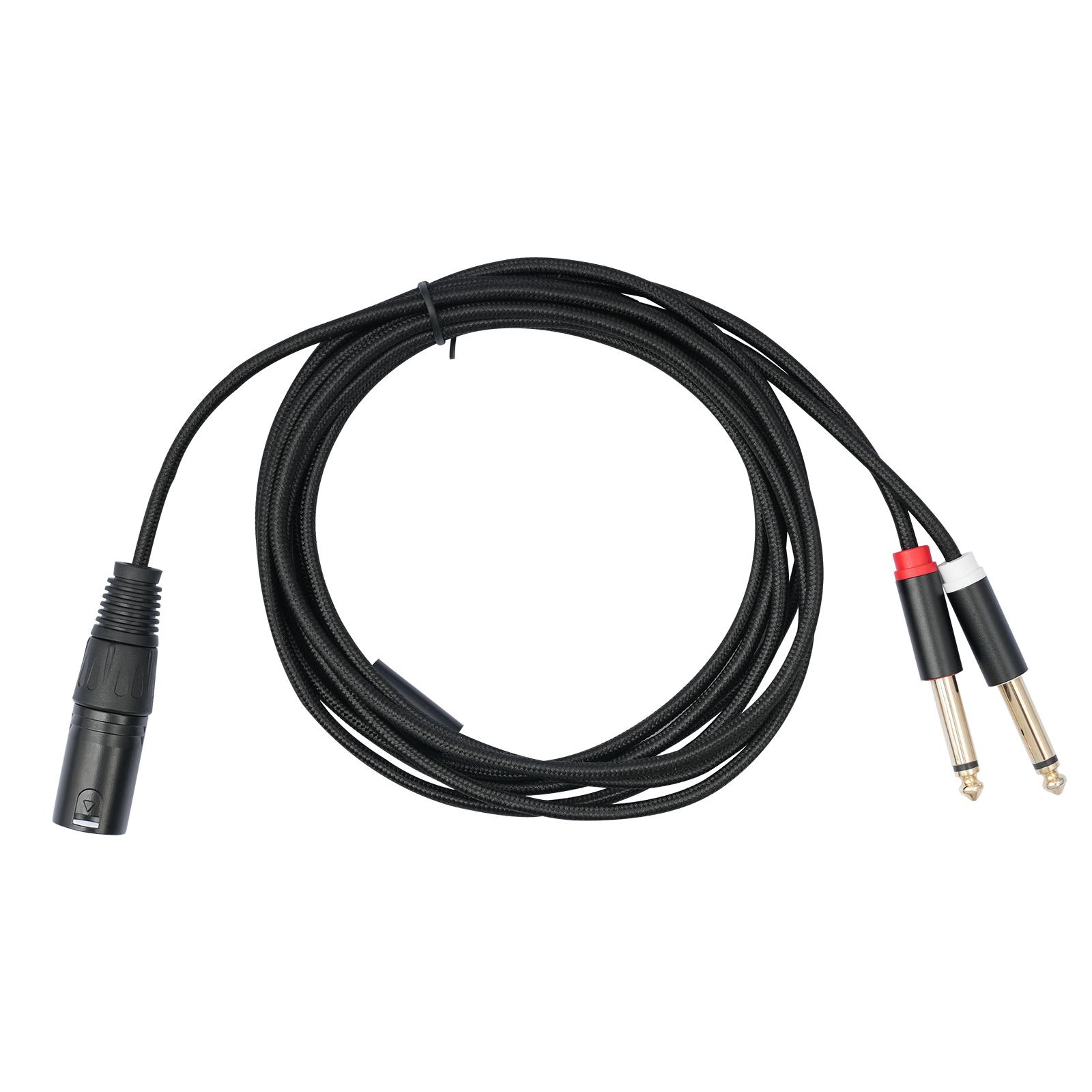 

XLR 3 Pin Male to Double 6.35mm 1/4 TS Male Y Splitter Cable Dual Mono 6.35mm to XLR Plug Stereo Mic Audio Converter 100CM