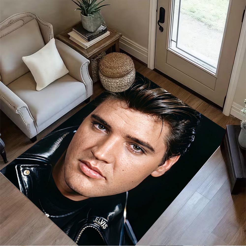 Elvis Presley: Rock Roll Carpet Perfect for Entryway Study room Balcony Game Room Anti-slip Rug Anime Office Decor Best for Christmas