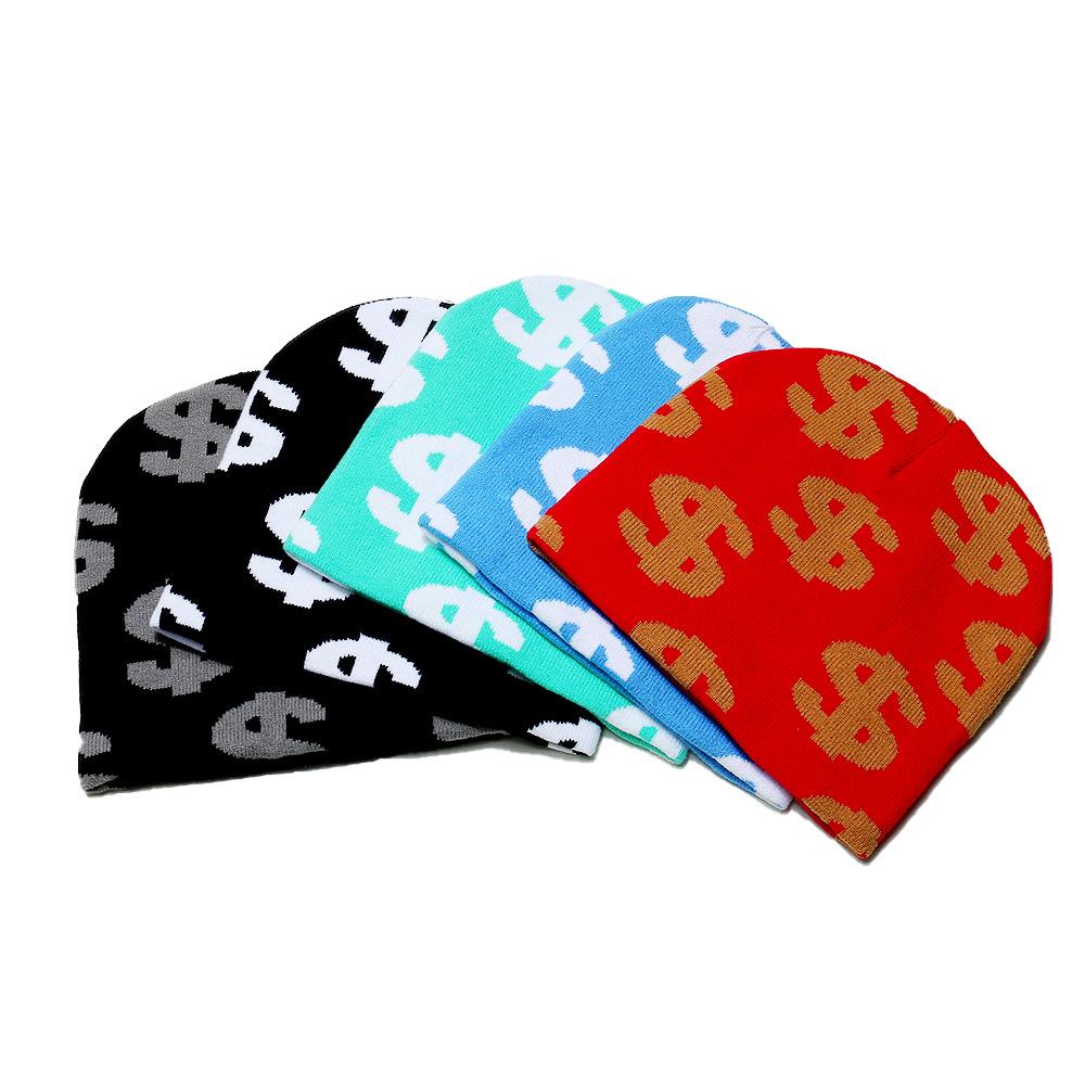Wintermütze Dollar Jacquard Beanie Warme Strickmütze Hip Hop Trend Unisex Kalte Mütze Mann