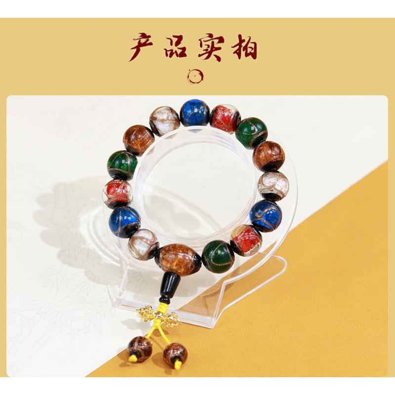 Handmade Glass Bead Bracelet Women Men Boho Spiritual Jewelry With Ash Gray Beads 17 12mmStyle