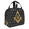 Freemasonry Symbol Lunch Bag Women Masonic Mason Freemason Thermal Cooler Insulated Lunch Box for Adult Office