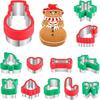 14-Piece Christmas Cookie Cutters Set With Plastic Lid Stainless Steel Biscuit Molds Bread Toast Fruit Decoration