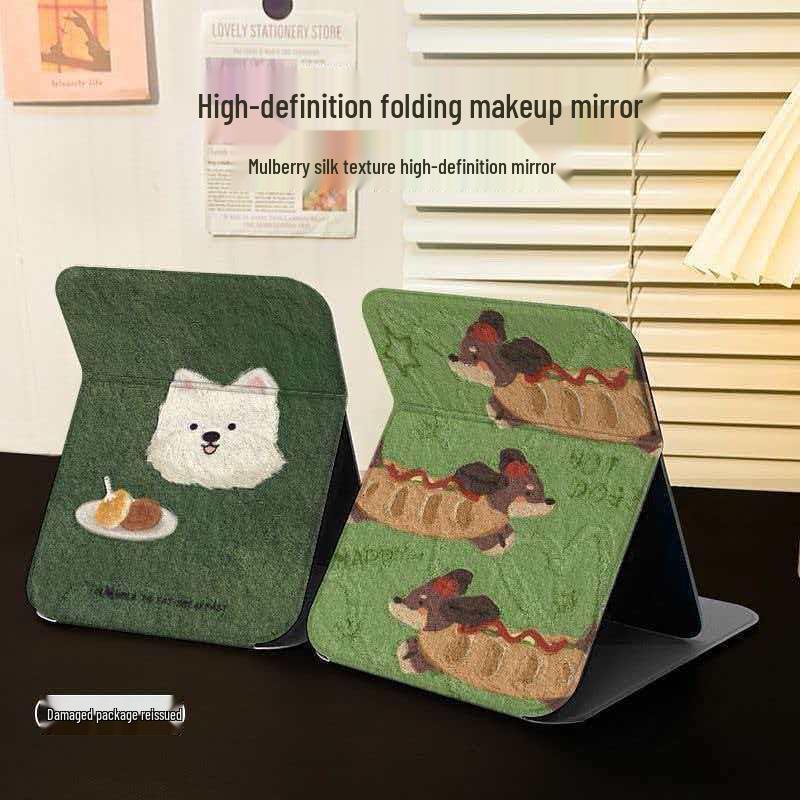 Luxuriöser Klapp-Spiegel für Make-up: Hochauflösendes, leichtes und cartoonhaftes Design für Studentenwohnheime oder Zuhause