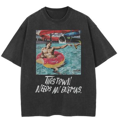 Streetwear Zabawna koszulka z grafiką Bawełniana, sprana czarna koszulka Topy unisex Koszulki Letnia koszulka z krótkim rękawem