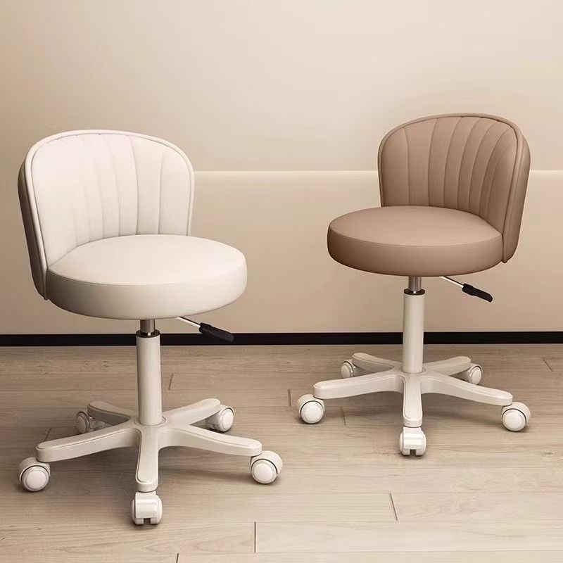 Scaun rotativ la 360° cu înălțime reglabilă, Scaun de machiaj, Scaun pentru dormitor, Scaun pentru masă de toaletă cu roți, Scaun cu spătar, Scaun de toaletă din piele