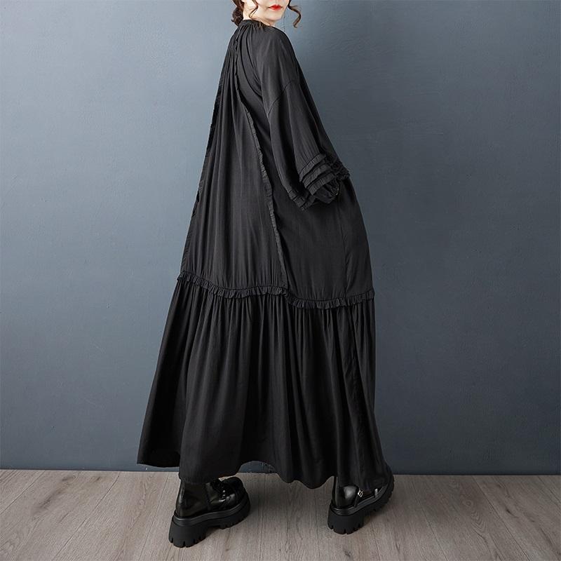 Langarm Übergröße Vintage Schwarz Neu in Kleidern für Frauen lässig locker Frühling Herbst Kleid