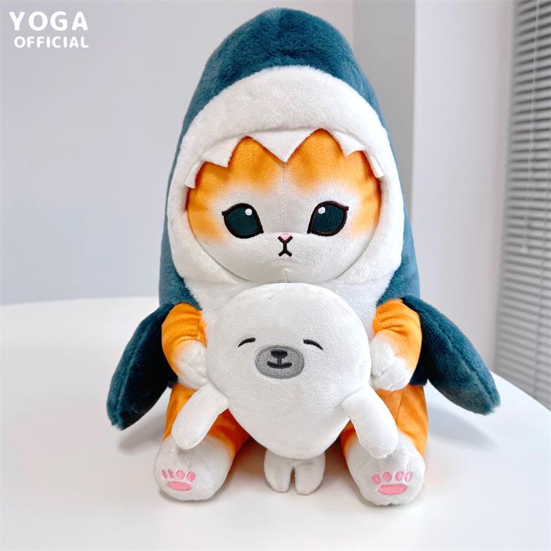 Cute Shark Cat Fried Shrimp Cat Plush Doll Pendant Dolls Beautiful Room Car Bag Decoration Pendant Christmas Gifts Keychain