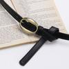 Women's Korean Style Thin Leather Waist Belt - Simple, Fashionable, and Versatile with Alloy Buckle for Dresses and Jeans.