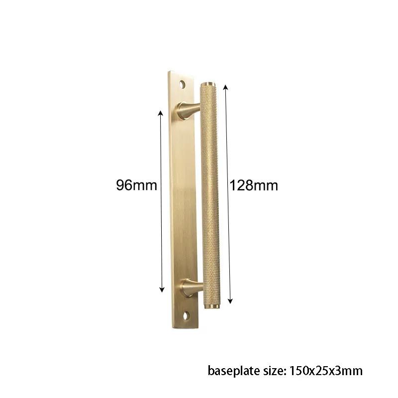 Brass Knurled Cabinet Handles Wardrobe Bar Pull with Baseplate Textured Furniture Door Handle with Baseboard Drawer Knobs