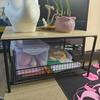 Space-Saving 2-Tier Pull-Out Rack | Printer/Microwave Stand with Storage Basket | For Kitchen, Living Room & Bedroom