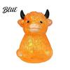 Medium Size Stress Toy Glitter Highland Cow Squeeze Slow Rising Clear Cattle Ball Shaped Anti-anxiety Soft Animal Shape Home Office Desk Fidget
