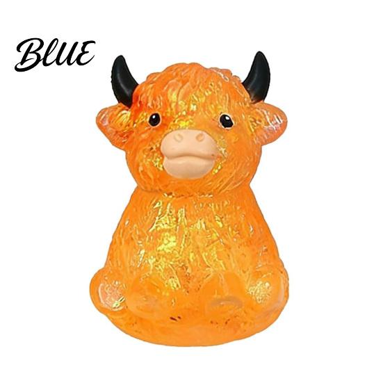 Medium Size Stress Toy Glitter Highland Cow Squeeze Slow Rising Clear Cattle Ball Shaped Anti-anxiety Soft Animal Shape Home Office Desk Fidget
