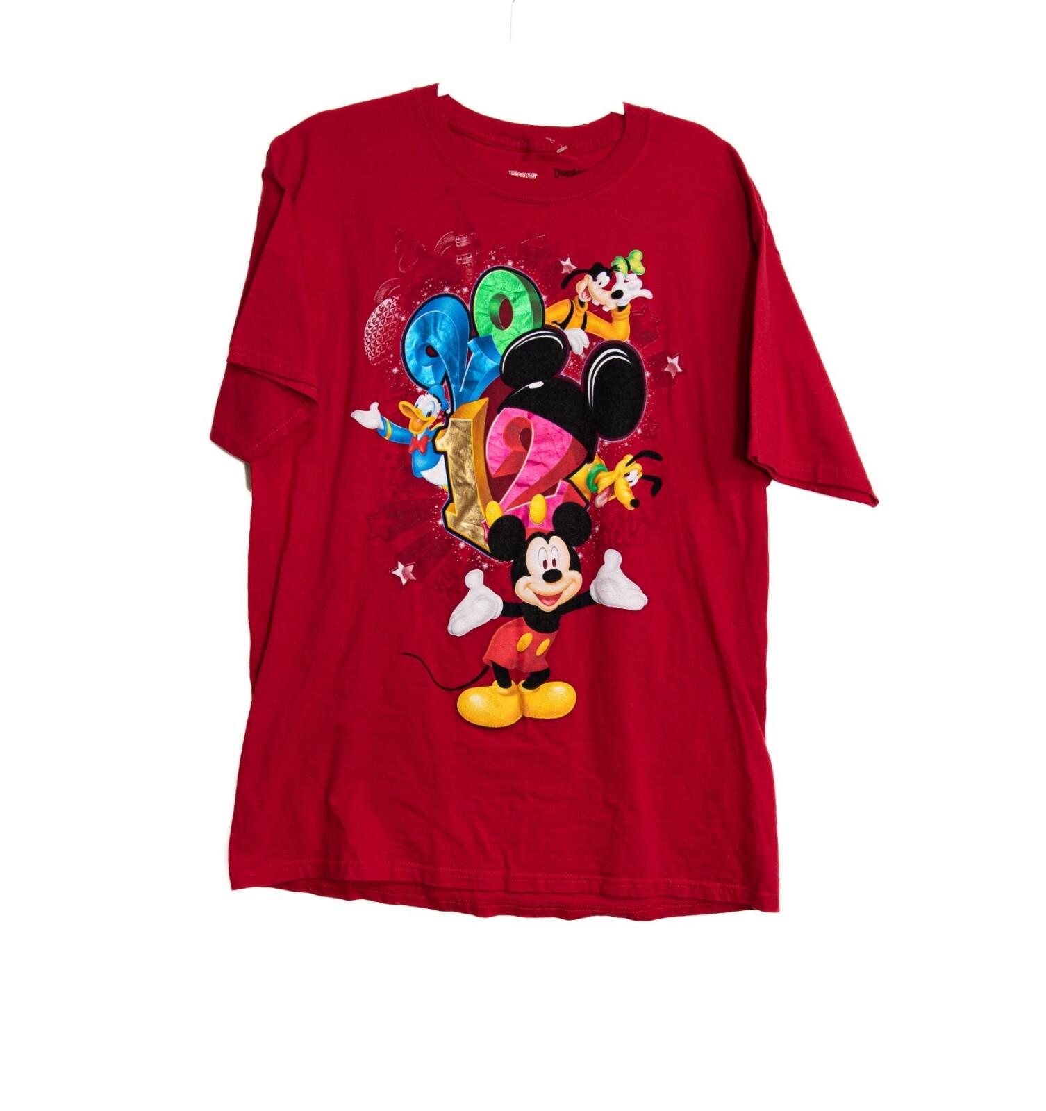Disney World 2012 Red Graphic T-Shirt Featuring Mickey Friends By Hanes Size L M