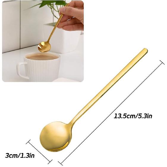 Pack of 8, Gold Plated Stainless Steel Espresso Spoons, findTop Mini Teaspoons Set for Coffee Sugar Dessert Cake Ice Cream Soup Antipasto Cappuccino,