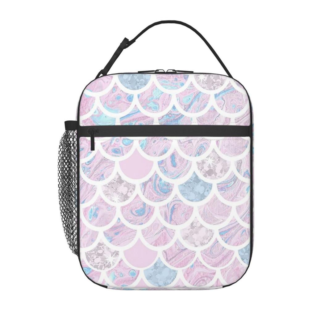 Rainbow Mermaid Scales Insulated Lunch Bag for Women Children Portable Food Boxes Thermal Lunch Box Tote