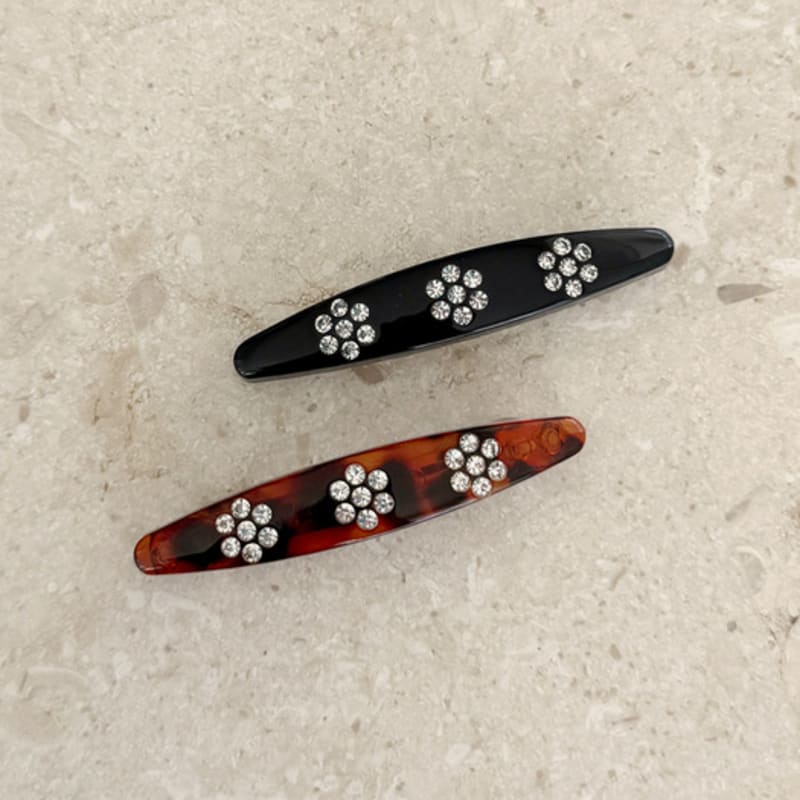FANTASTIC PLANET oval cubic flower hair pin (2colors)