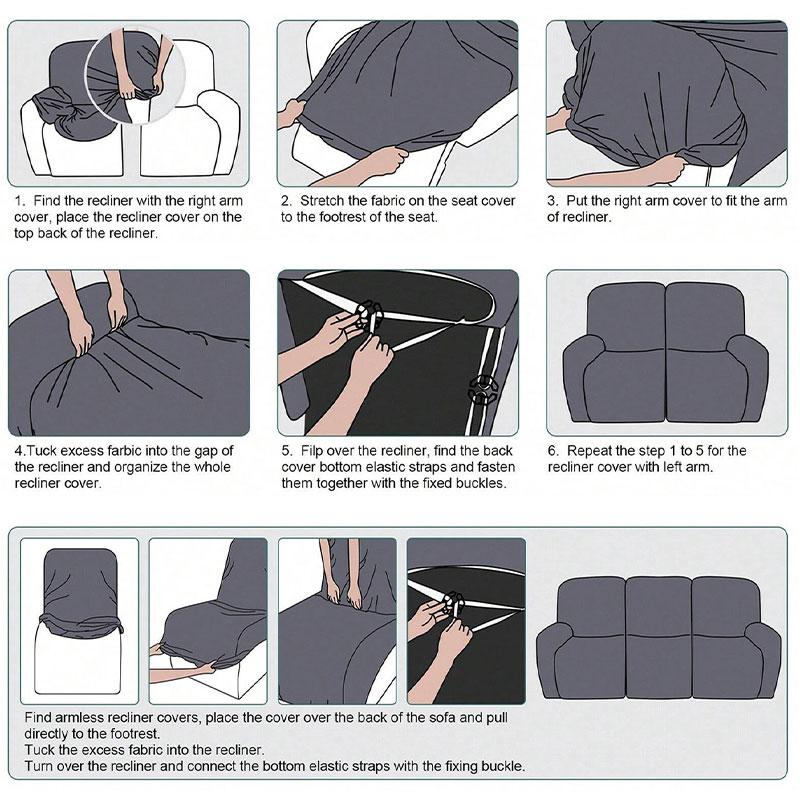 4/6/8Pcs/Set Stretch Jacquard Sofa Cover Splash-Proof Recliner Slipcover With Elastic Bottom And Side Pocket Furniture Protector