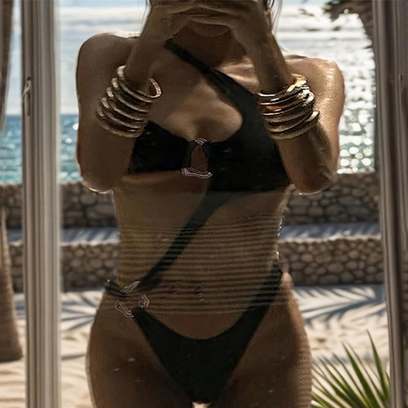 2025 New Solid Color Sexy One-Piece Bikini Swimsuit for Women