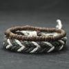 2Pcs Vintage Ethnic Style Natural Wood Beads Stacked Woven Hand Rope Bracelet Set Men Bohemian Couple Beaded Braclet