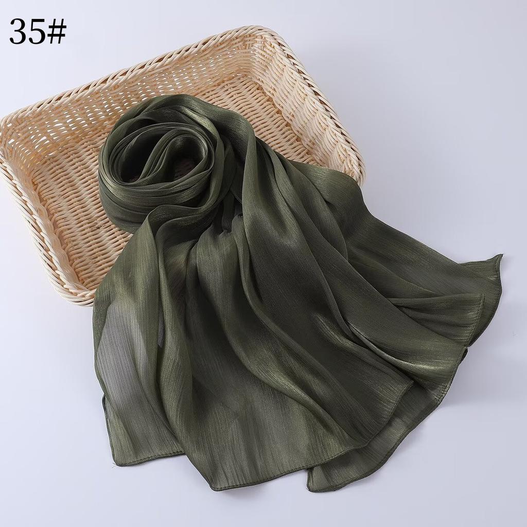35 Colors Women Hijab Scarf Shiny Muslim Long Scarves Light Weight Soft Turban Shawl Organza Satin Shimmer Scarf