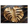 Canvas Print, Monstera Leaf Gold Shiny Abstract