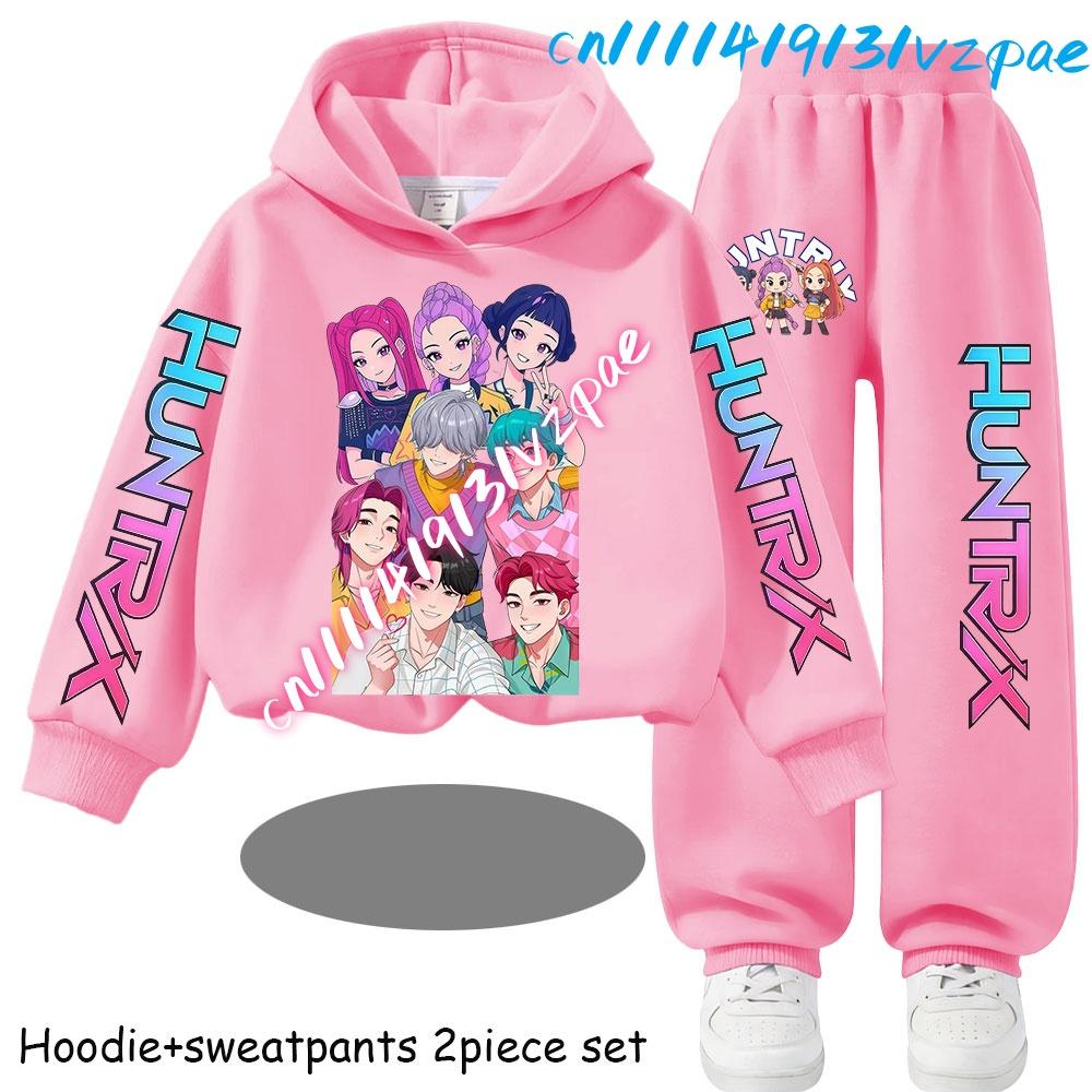 Kp-op Kids New Fashion Cartoon Print 2pcs Hoodie+Pants Sportsuits Casual Outfits Clothes for 2-13 Years Boys Girls
