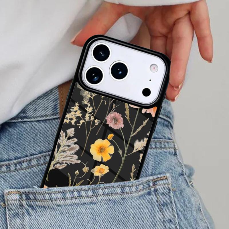 Flowers Pressed Phone Case for iPhone 16e 15 14 13 12 17 Pro Max Plus Air 17pro Cover Coque