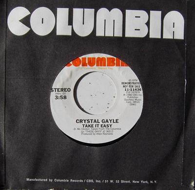 7inch Record CRYSTAL GAYLE - Take It Easy 1111436 Columbia 1980 US Folk Used