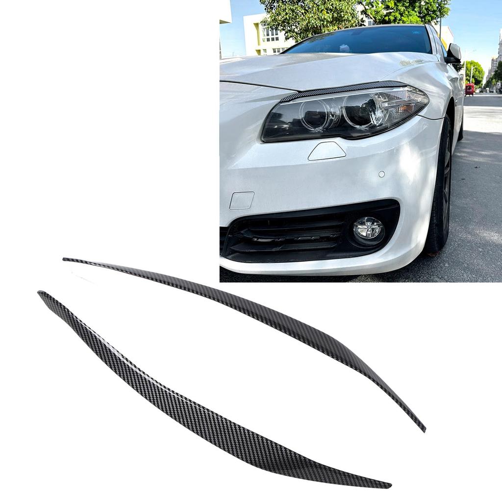 Front Headlight Eyebrow Cover ABS Black Front Headlight Lamp Eyebrow Cover Trim for 5 Series F10 LCI 2014 to 2016