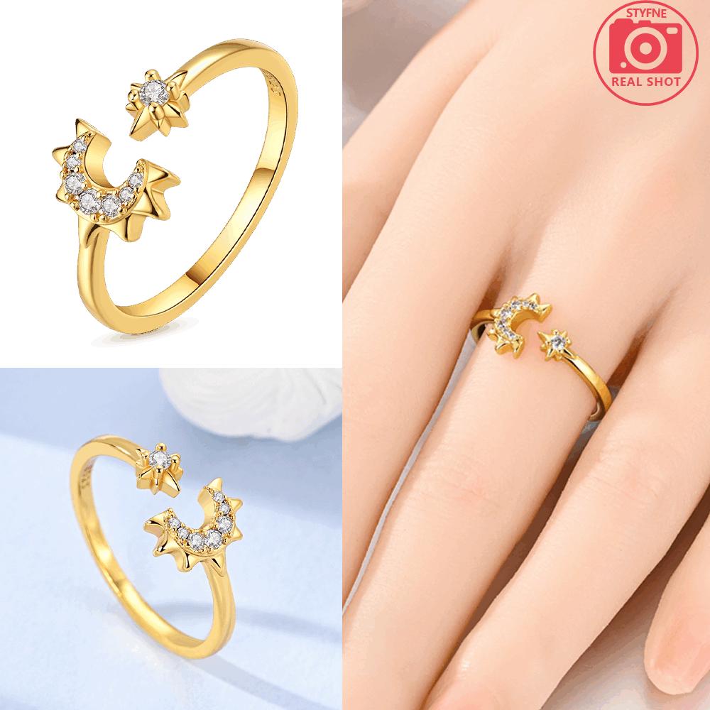Authentic copper Sunflower Bee Open Ring Star Shape Moon Womans Exquisite Ring Beautiful Accessory Ring Wedding Valentine Day Gift