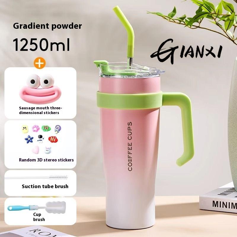 Big MAC Thermos Cup Large Capacity Ice Bullock Cup 304 Stainless Steel Water Cup Women's New  Boys Straw Cup