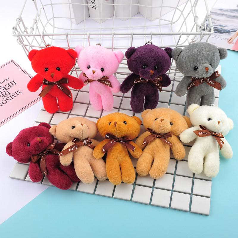 30Pcs New 21Color Tiny Bear Plush Doll Keychain 12Cm Cute Colorful Bear Animal Stuffed Plush Toys Girl Bag Pendant Children Gift