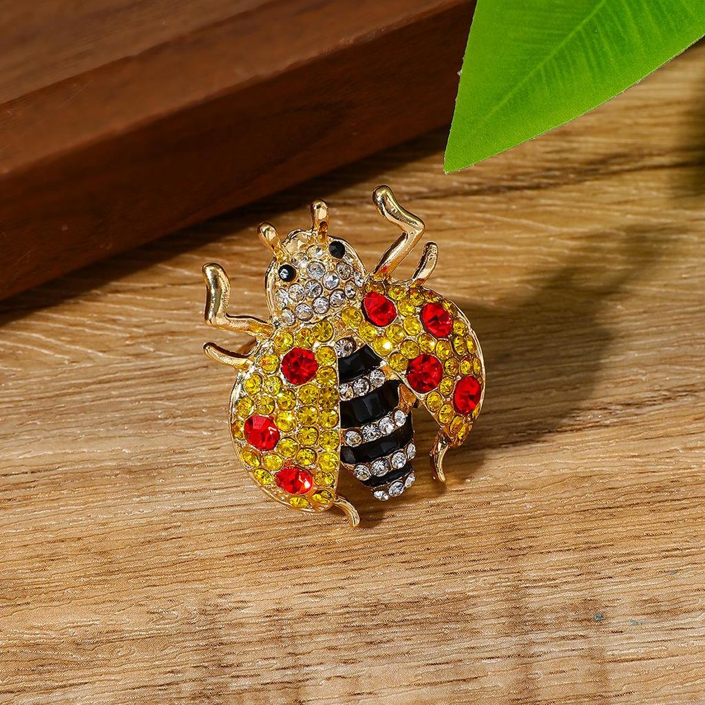 DIY Rhinestone Zinc Alloy Ladybug Ring Accessories