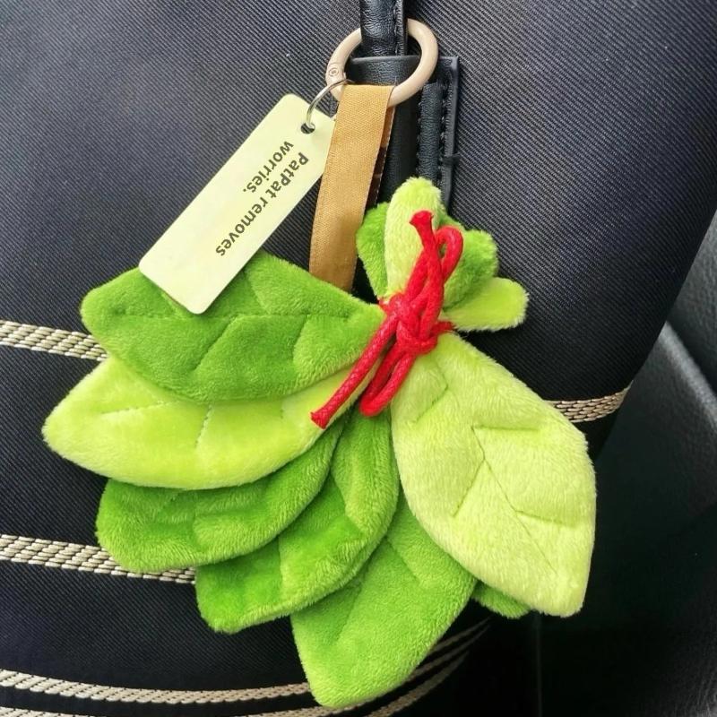 

1Pcs Pomelo Leaf Plush Pendant For Dispelling Bad Luck Home Bedroom Decoration Charms Car Keyring Birthday Gift ONE SIZE