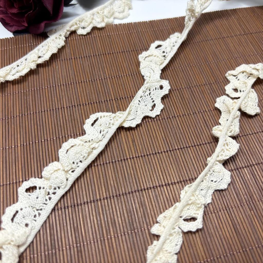 2cm wide Elastic Cotton Ribbon Lace, Cluny Cotton Lace Trim Ribbon for Garment, Dress, Bra, Underwear, DIY Sewing