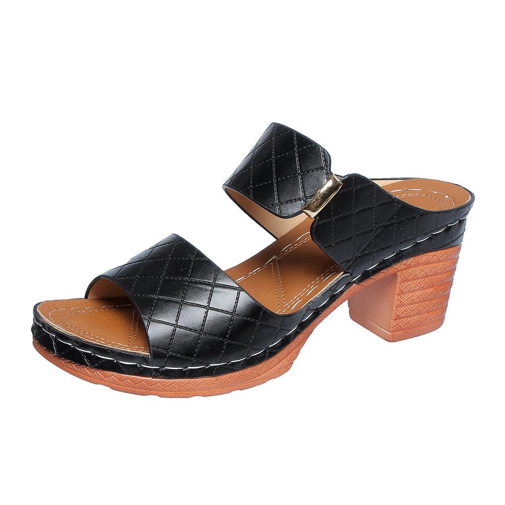 New summer fish mouth high heel sandals large size with casual thick heel sandals