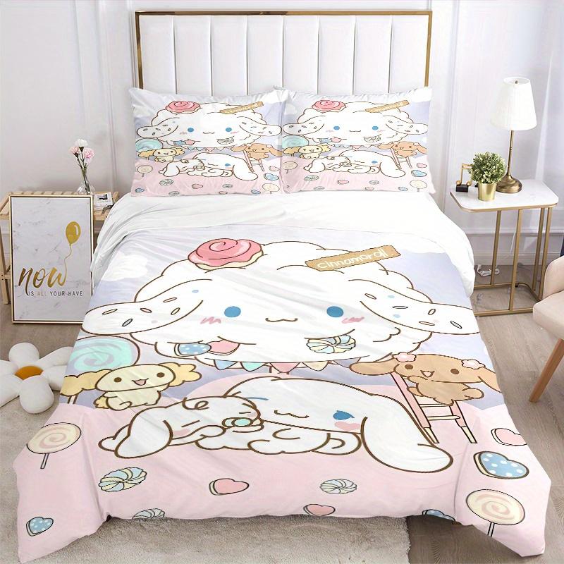 3pcs Soft Cinnamoroll Bedding Set - Includes Quilt Cover and Pillowcases, Suitable for All Seasons, Machine Washable - Ideal Gift for Family