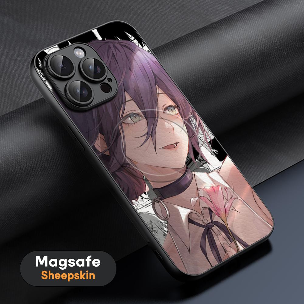 Reze Japan Anime Girl Cool Pattern Phone Case For iPhone 16 15 14 13 12 11 Plus Pro Max High-end Luxury Magsafe Sheepskin