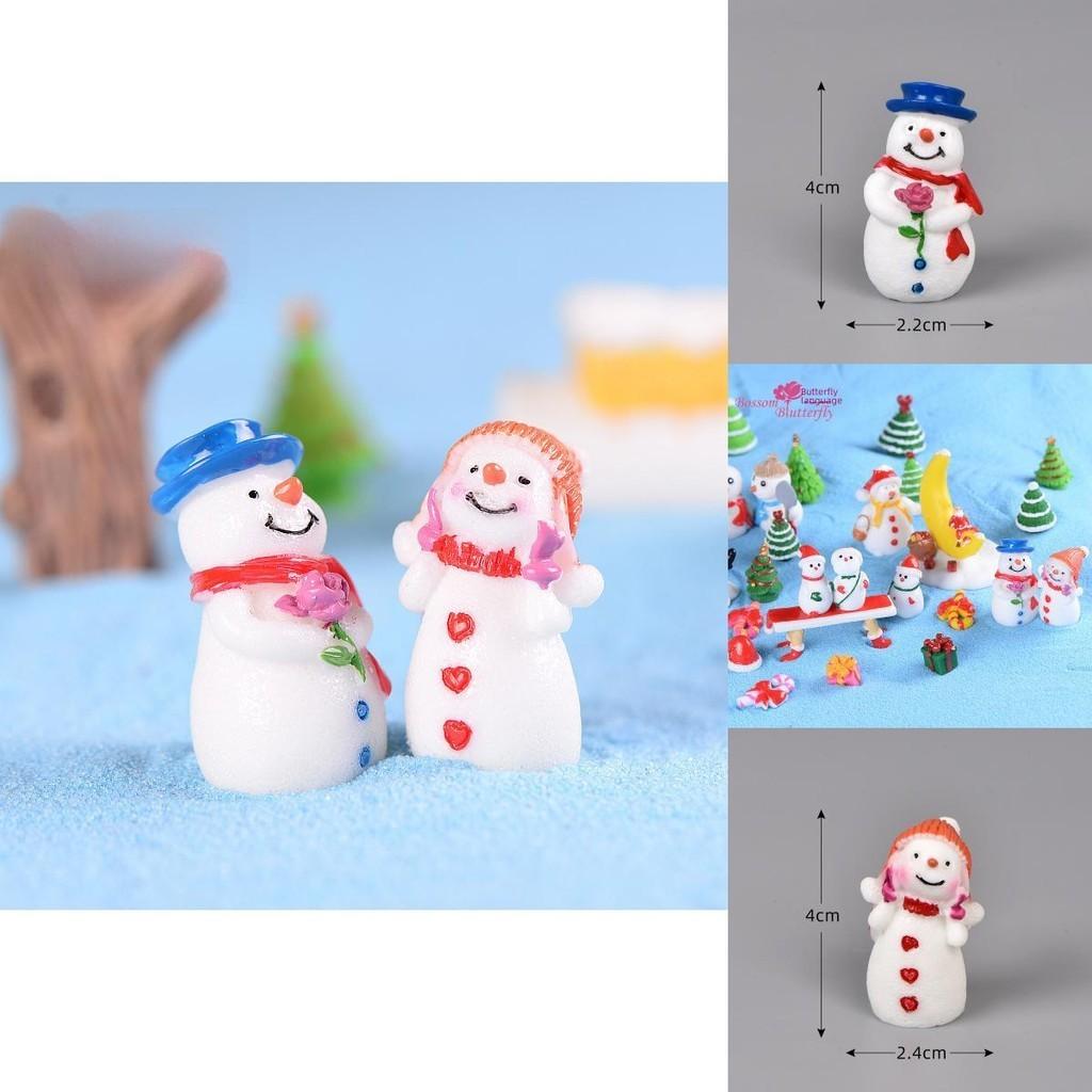 Adorable Resin Christmas Couple Snowman Figurines Perfect For Diy Miniature Gardens