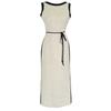 2025 Autumn Women's Colorblock Sleeveless Crew Neck Tie-Up Slit Dress