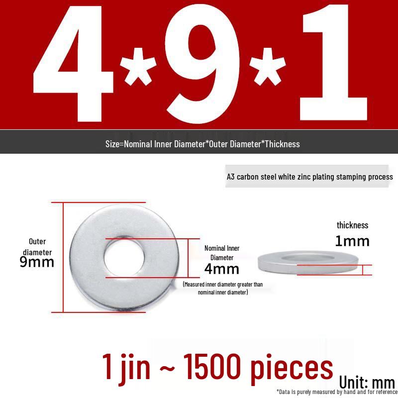 Extra Large Galvanized Metal Flat Washer - Thickened Round Screw Washer M6-M16