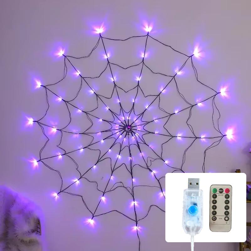 Halloween LED Lichterkette Spinnennetz Geist Festival Atmosphäre Licht für Spukhaus Party Dekoration Bunte Beleuchtung