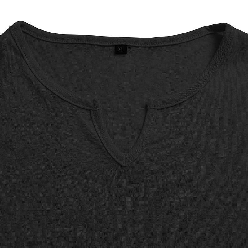 Men Casual Summer Loose V Neck Short Sleeve Solid T Shirt
