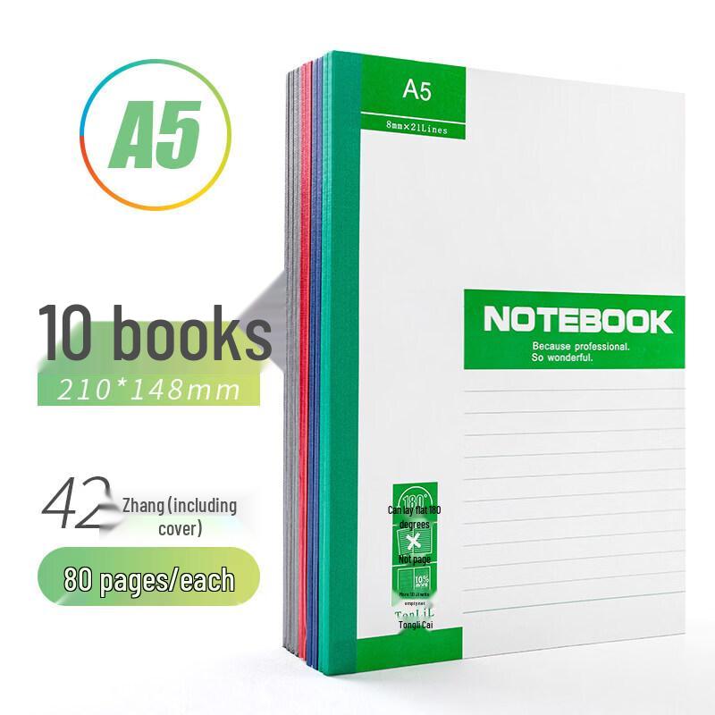 TonLiL A5 Soft Cover Office Notebooks (10-Pack)