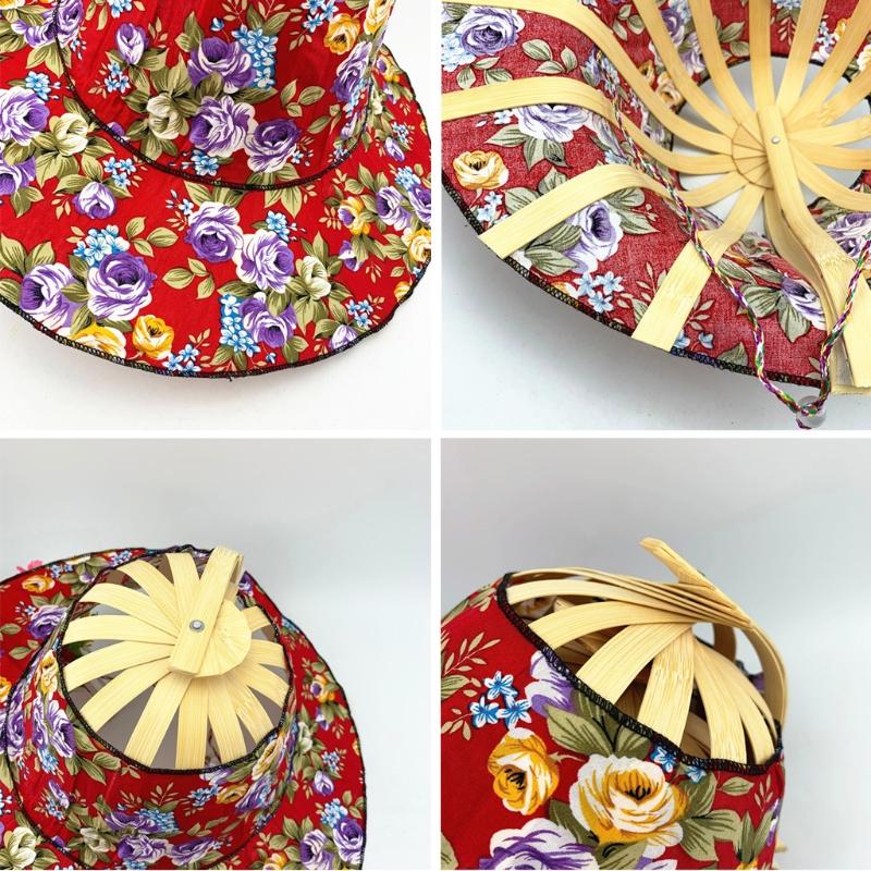 Hat for Traveling Adjustable Hat to Handheld Folding Fan Foldable Bamboo Hat and Fan Summer Beach Foldable Hat and Fan