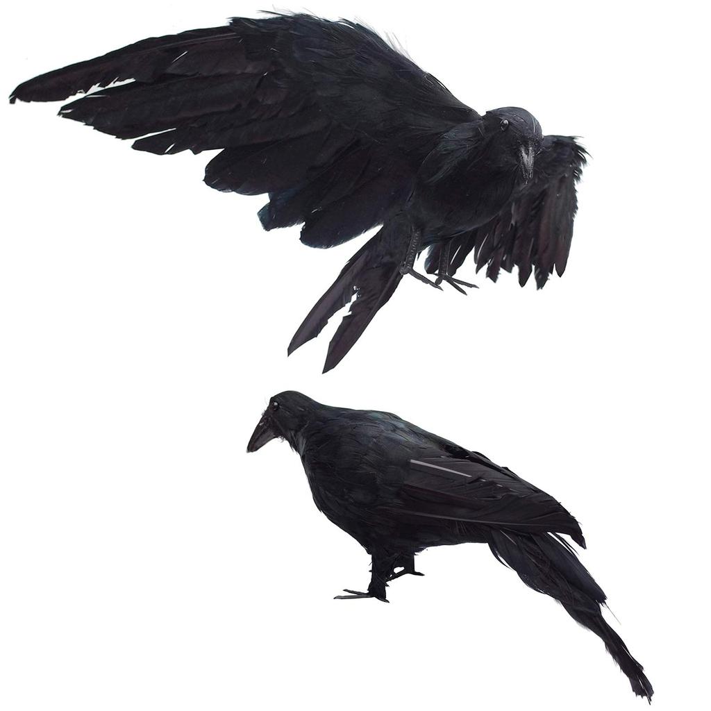 Realistic Crow Tabletop Decoration Halloween Prop Scary Atmosphere Artificial Crow Figurine for Seasonal Indoor Outdoor Display
