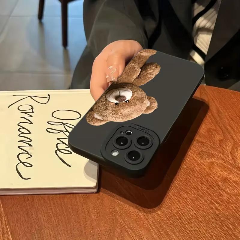 Cute Bear Silicone Phone Case For iPhone 17 Air 16 e 15 14 13 12 11 Pro Max Plus Mini SE Shockproof Soft Cover