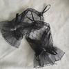 Lace Short Gloves for Women Bridal Wedding Lolita Style Mesh Hand Sleeves with Handmade Ribbon Bow And Hook Finger Glued