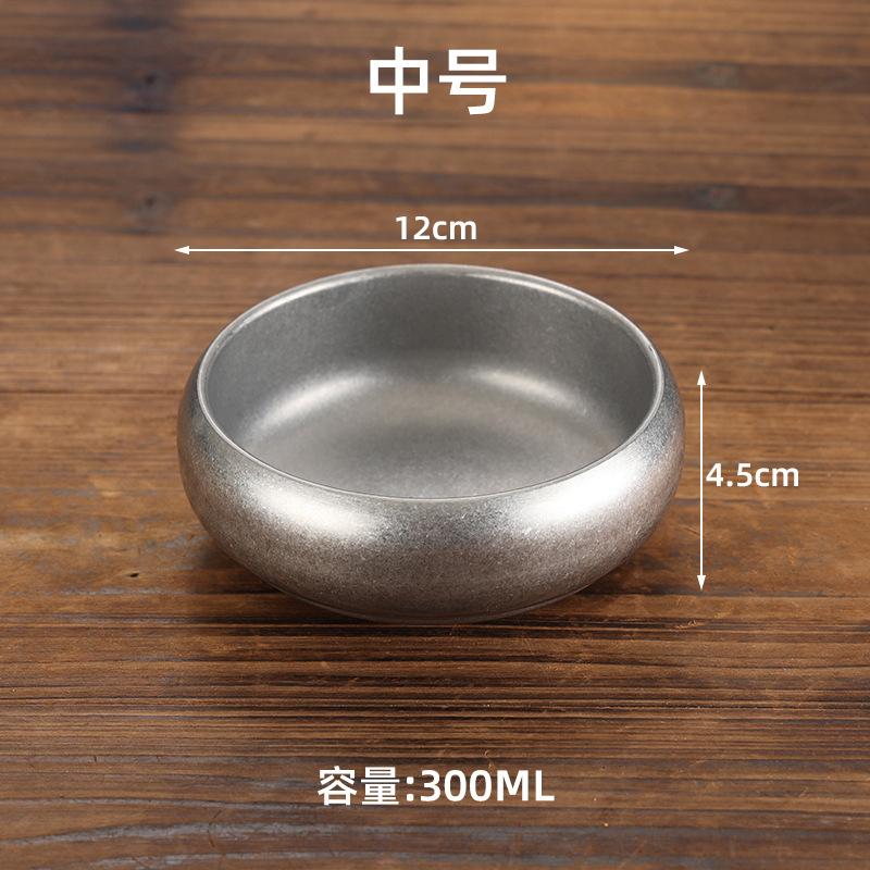 Vintage Korean Stainless Steel Rice Bowl Household Anti-scalding Rice Soup Breakfast Bowls Barbecue Restaurant Kitchen Tableware