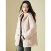 Hooded Cow Horn Button Wool Fur Coat